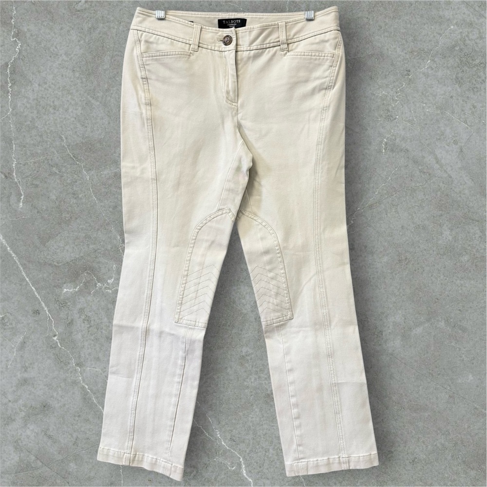 Talbots Petite 6P Equestrian Riding Style Knee Patch Pants Signature Slim